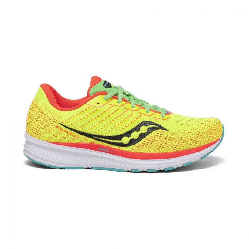 Zapatillas Saucony Ride 13 Amarillo Naranja OI20 Mujer