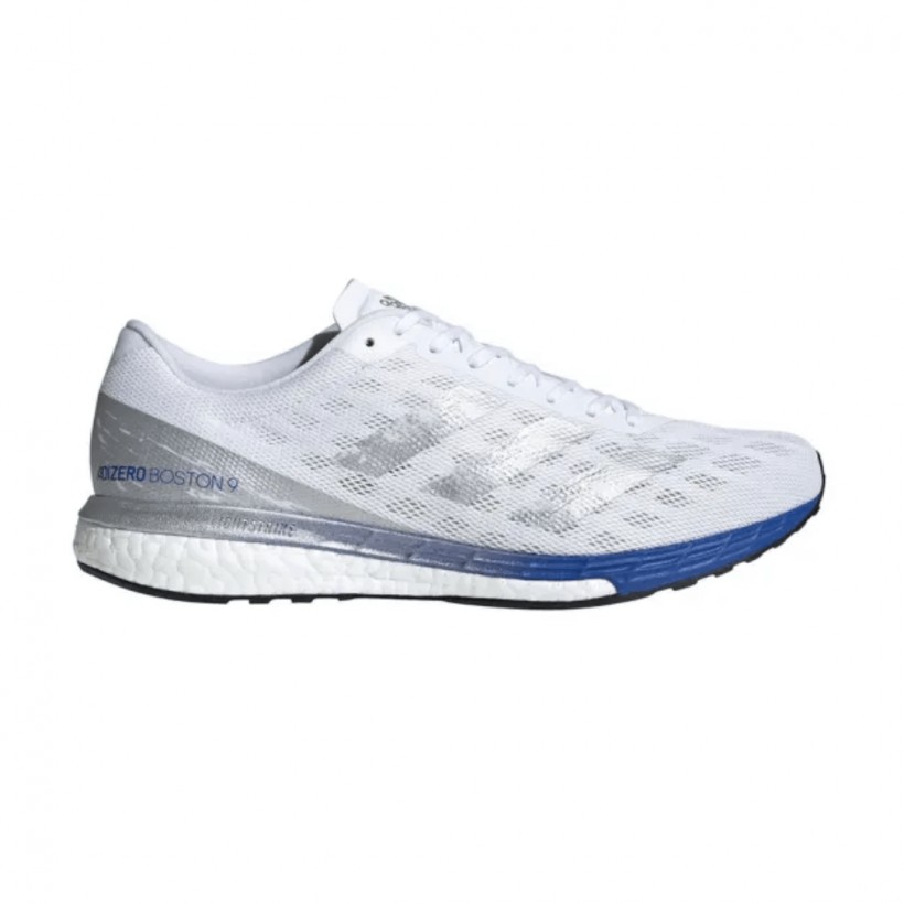 Adidas Adizero Boston 9 White Blue Men's Running Shoes