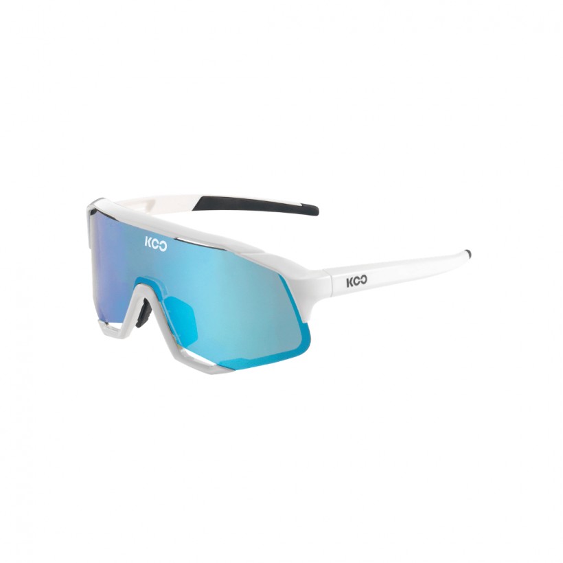 KOO Demos White Glasses Turquoise Blue Lens