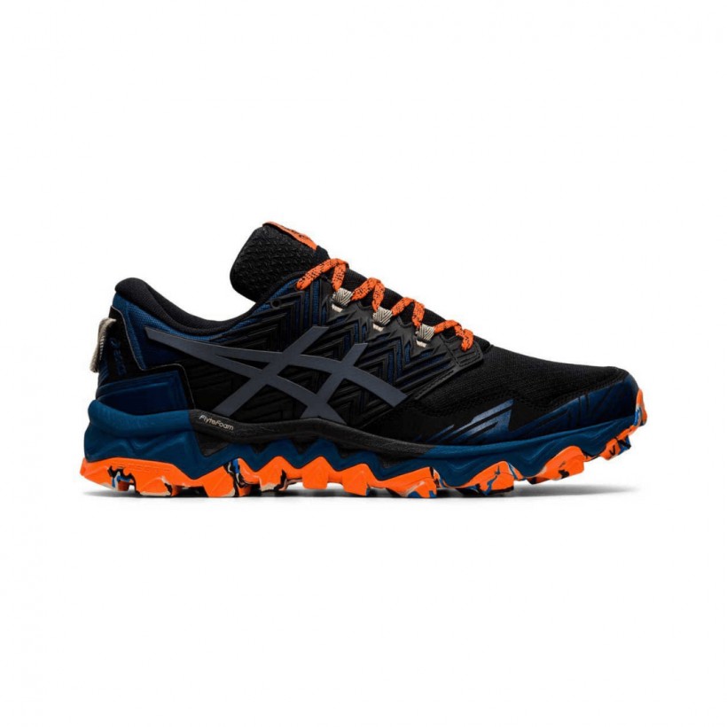 Asics Gel Fujitrabuco 8 tênis azul cinza laranja AW20