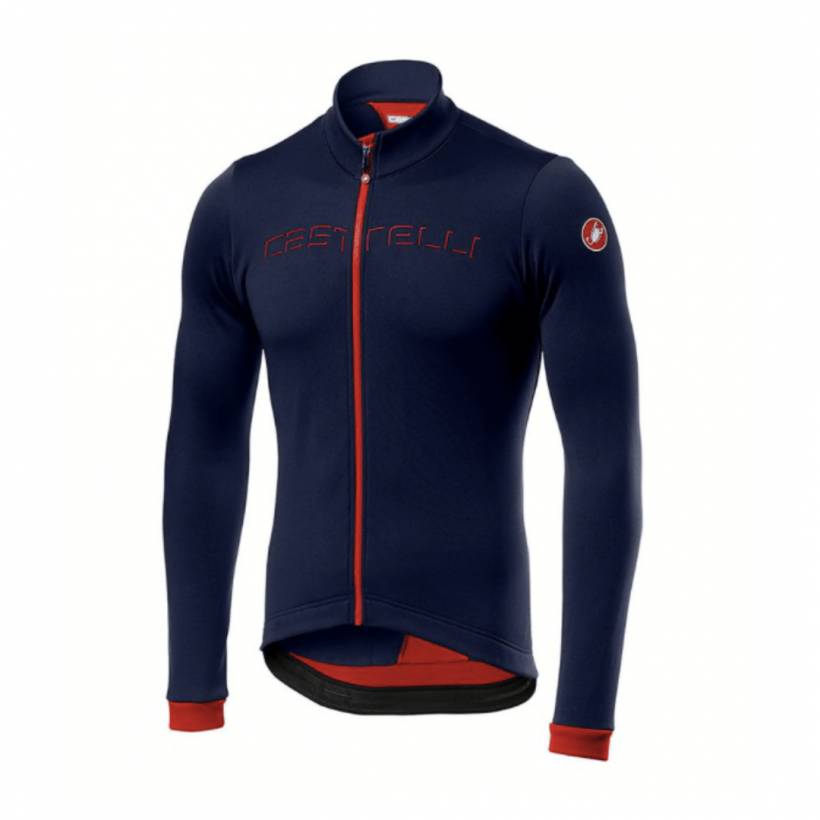 Castelli Fondo FZ Long Sleeve Jersey Navy Blue Red