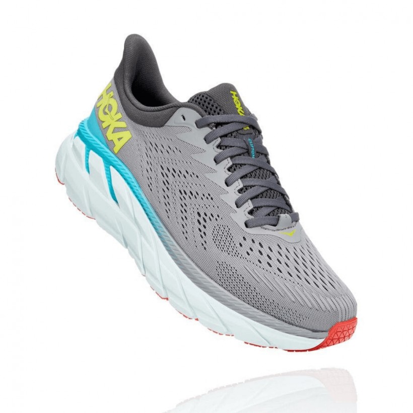 Chaussures Hoka One One Clifton 7 Gris Bleu Jaune SS21