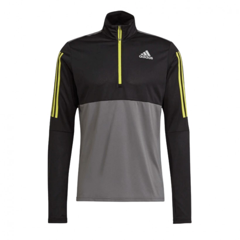 Adidas besitzt das Run Running 1/2 ZIP Sweatshirt Schwarz Grau Gelb