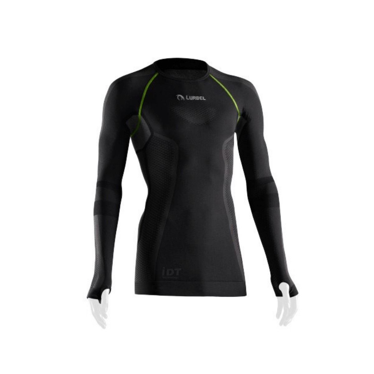 Base Layer Manica Lunga Lurbel Cristallo Nero Verde Pistacchio, Taglia S