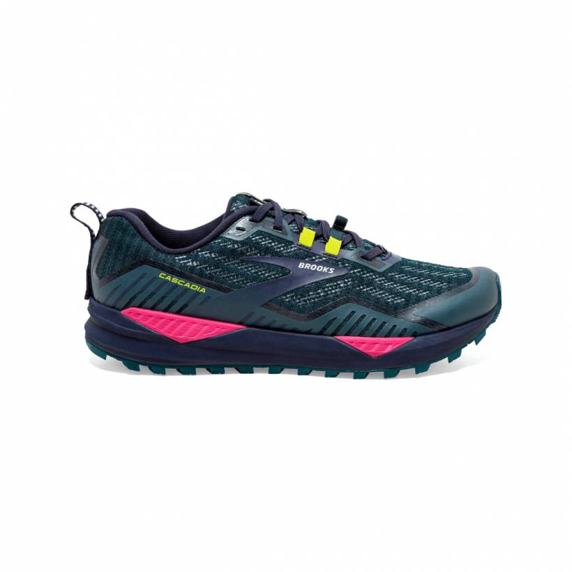 Sapatos femininos Brooks Cascadia 15 Azul Rosa Amarelo