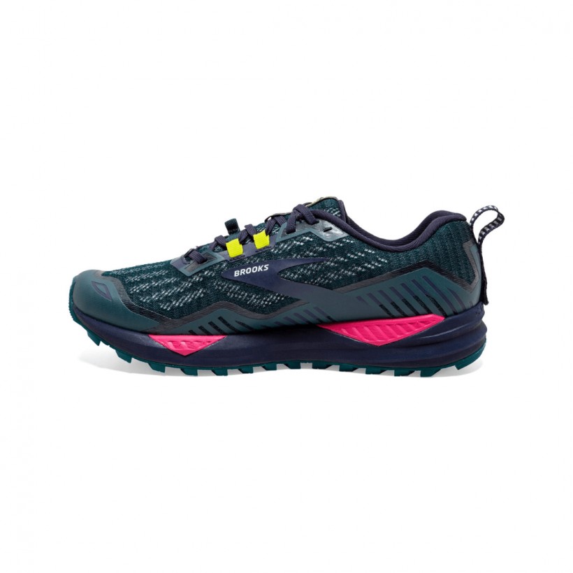 Sapatos femininos Brooks Cascadia 15 Azul Rosa Amarelo