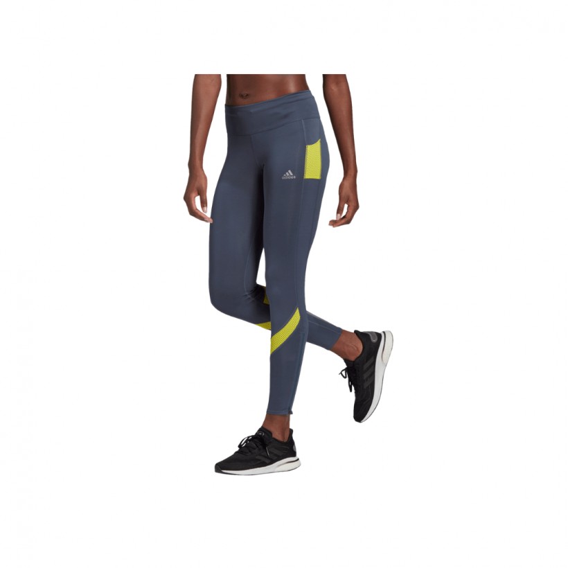 Adidas besitzt die Run TGT Legacy Blue / Acid Yellow Damenstrumpfhose