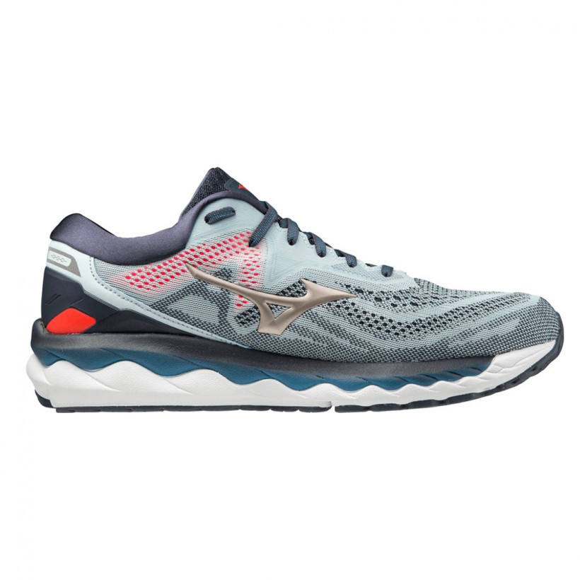 Mizuno Wave Sky 4 Gray Blue Red