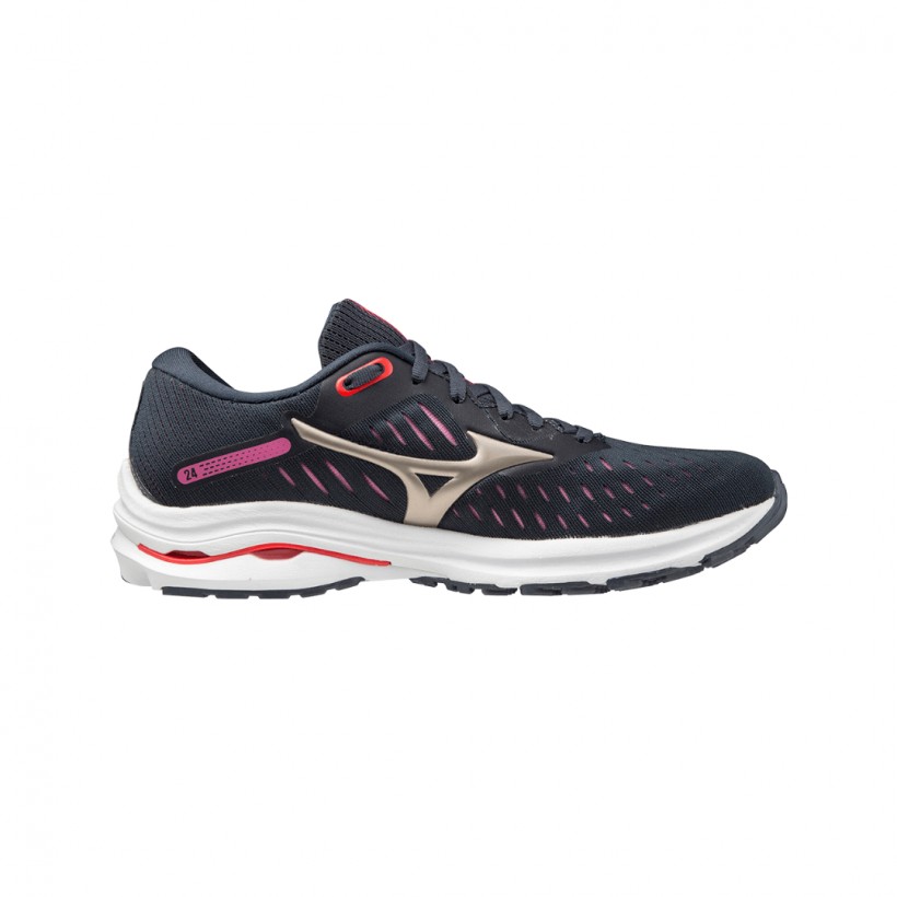 Mizuno Wave Rider 24 Shoes Black White Woman SS21