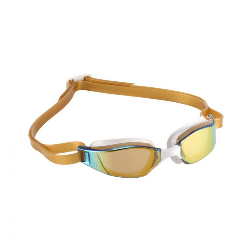 Michael Phelps Xceed Swimming Goggles Gold White Mirrored Lenses