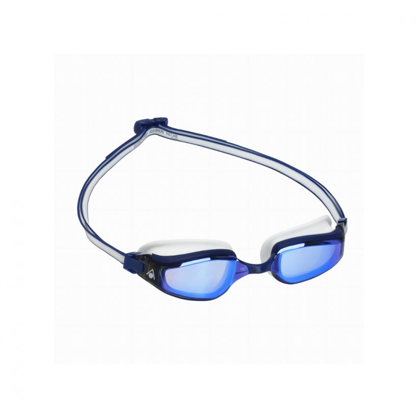 Aqua Sphere Fastlane Swimming Goggles White Blue Mirrored Lenses