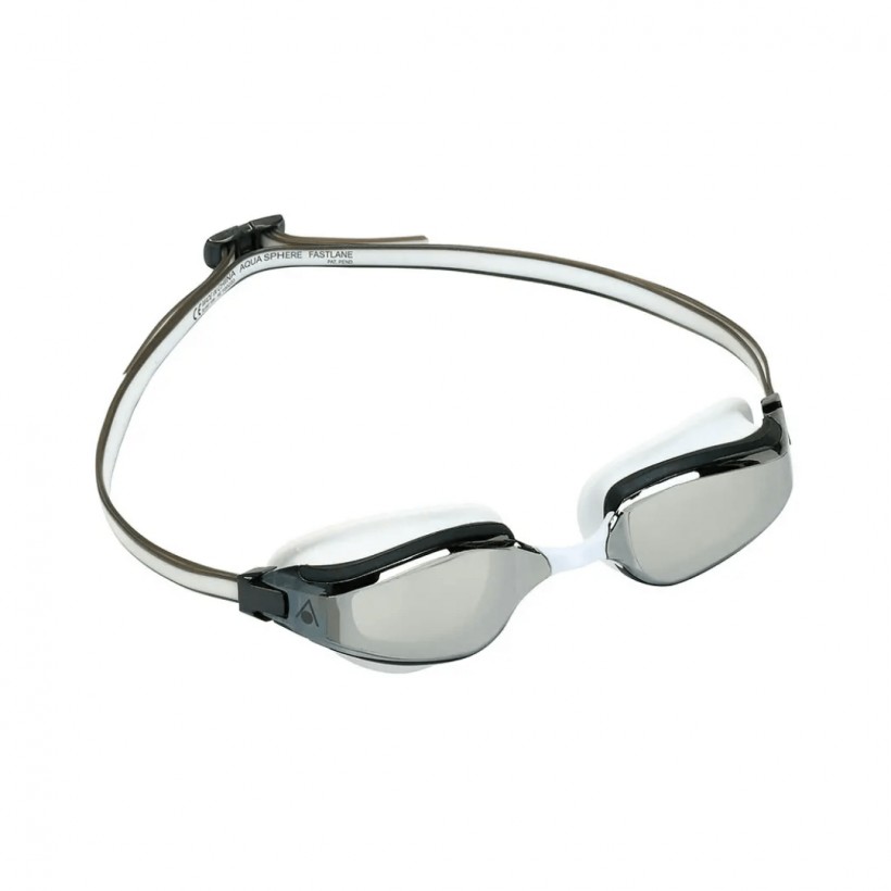 Aqua Sphere Fastlane Schwimmbrille Weiß Grau Silber Spiegelgläser