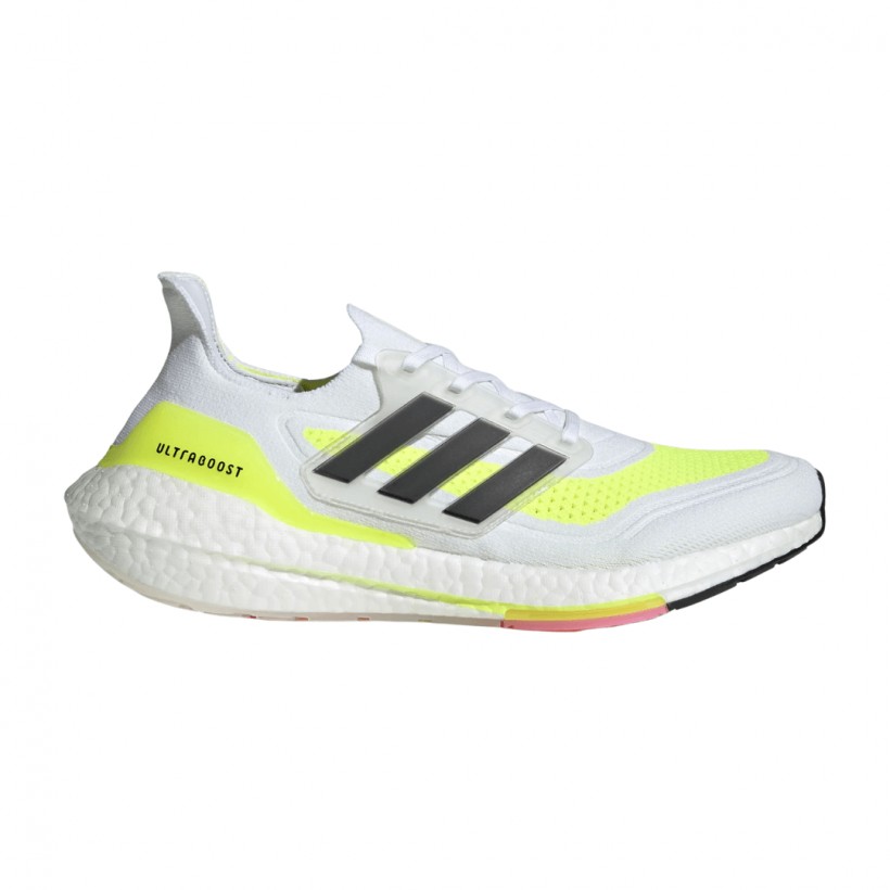 Adidas Ultra Boost 21 White Yellow SS21 Women's Running Shoes