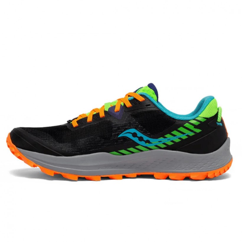 Saucony Peregrine 11 Running Shoes Black Orange Green SS21
