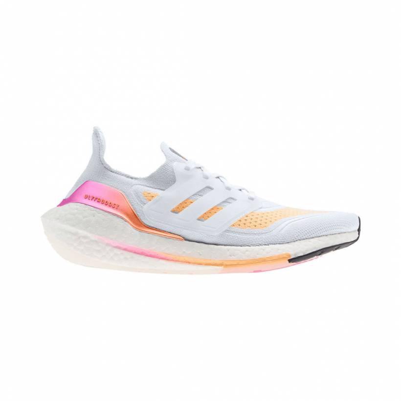 Tênis de corrida feminino Adidas Ultra Boost 21 branco laranja SS21