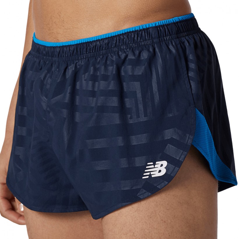 New Balance Printed Fast Flight 3 Inch Split Short Navy Blue