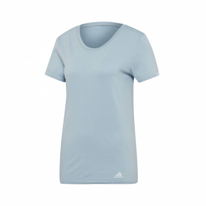 Camiseta de corrida Adidas TEE W Mulher Azul-Cinza SS19