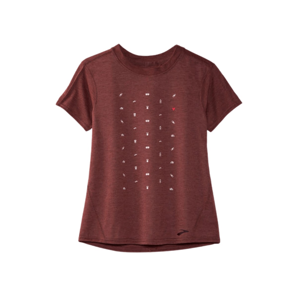 Brooks Distance Graphic T-Shirt Manches Courtes Marron Femme, Taille XS