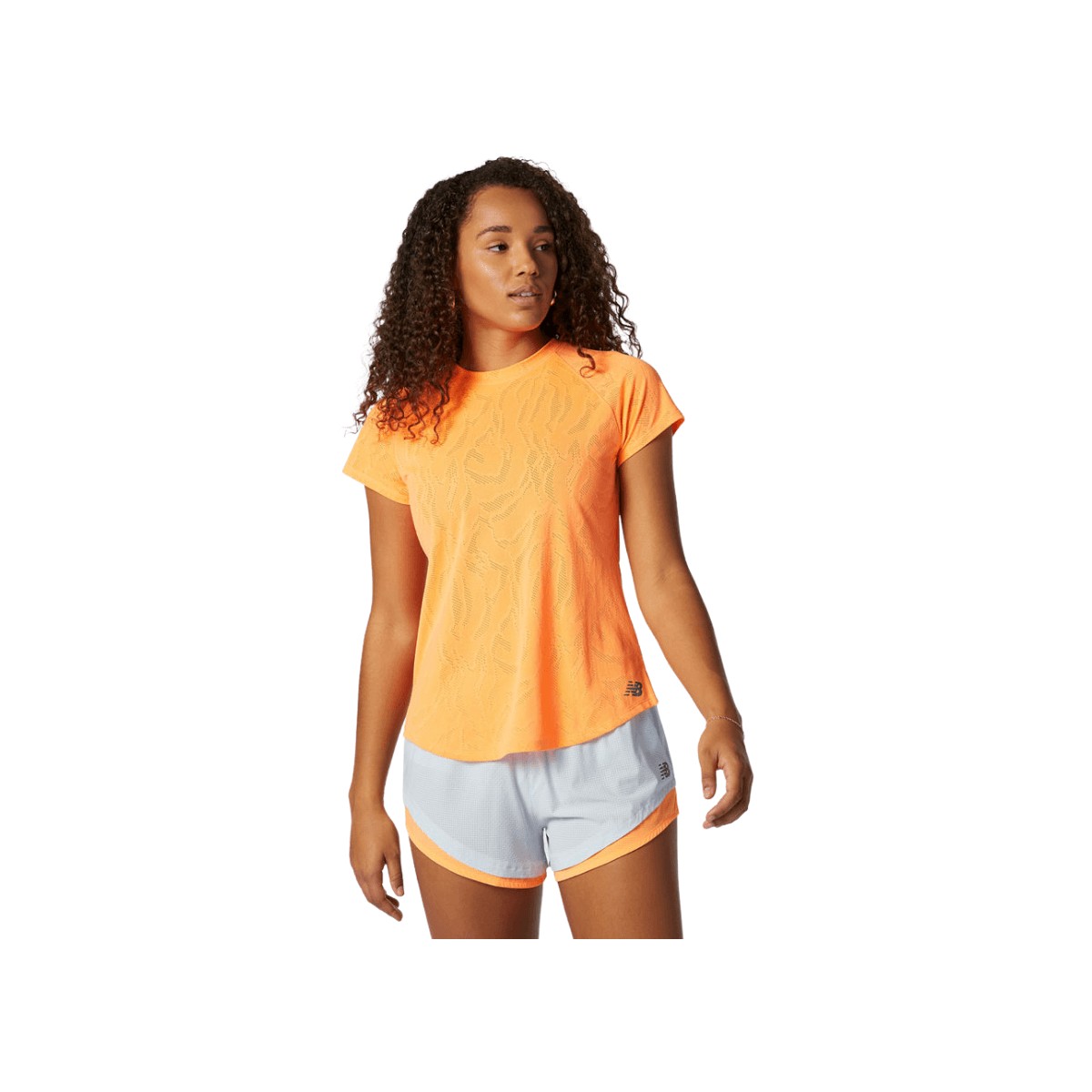 New Balance Q Speed Fuel Jacquard Short Sleeve Orange Woman T-Shirt, Size S