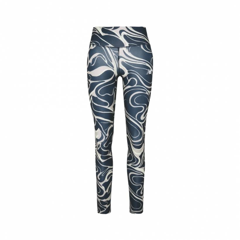 New Balance Printed Impact Run Legginsy Granatowe Szare Damskie