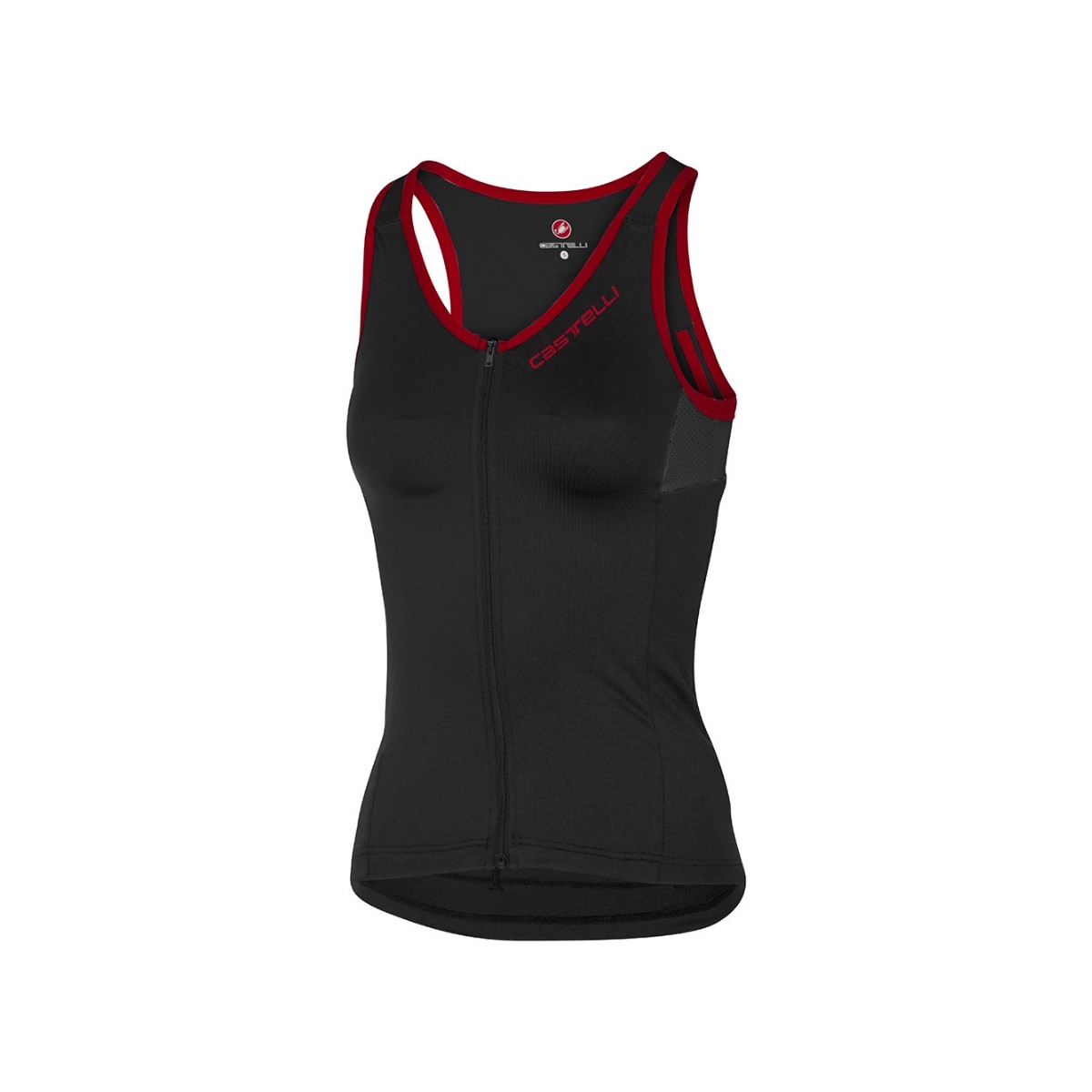 Top Castelli Solare Negro Rojo Mujer, Talla S