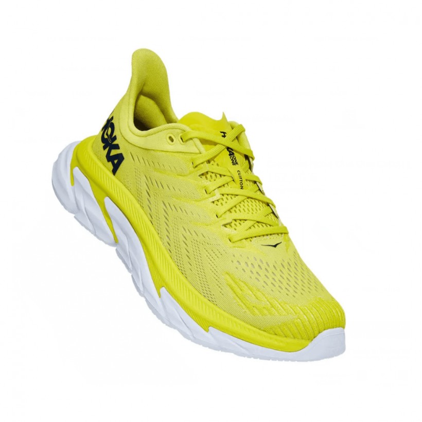 Hoka One One Clifton Edge Chaussures Fluor Jaune Blanc SS21