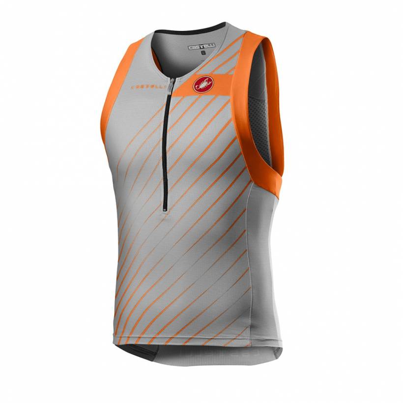 Castelli Free Tri Top Gray Bright Orange