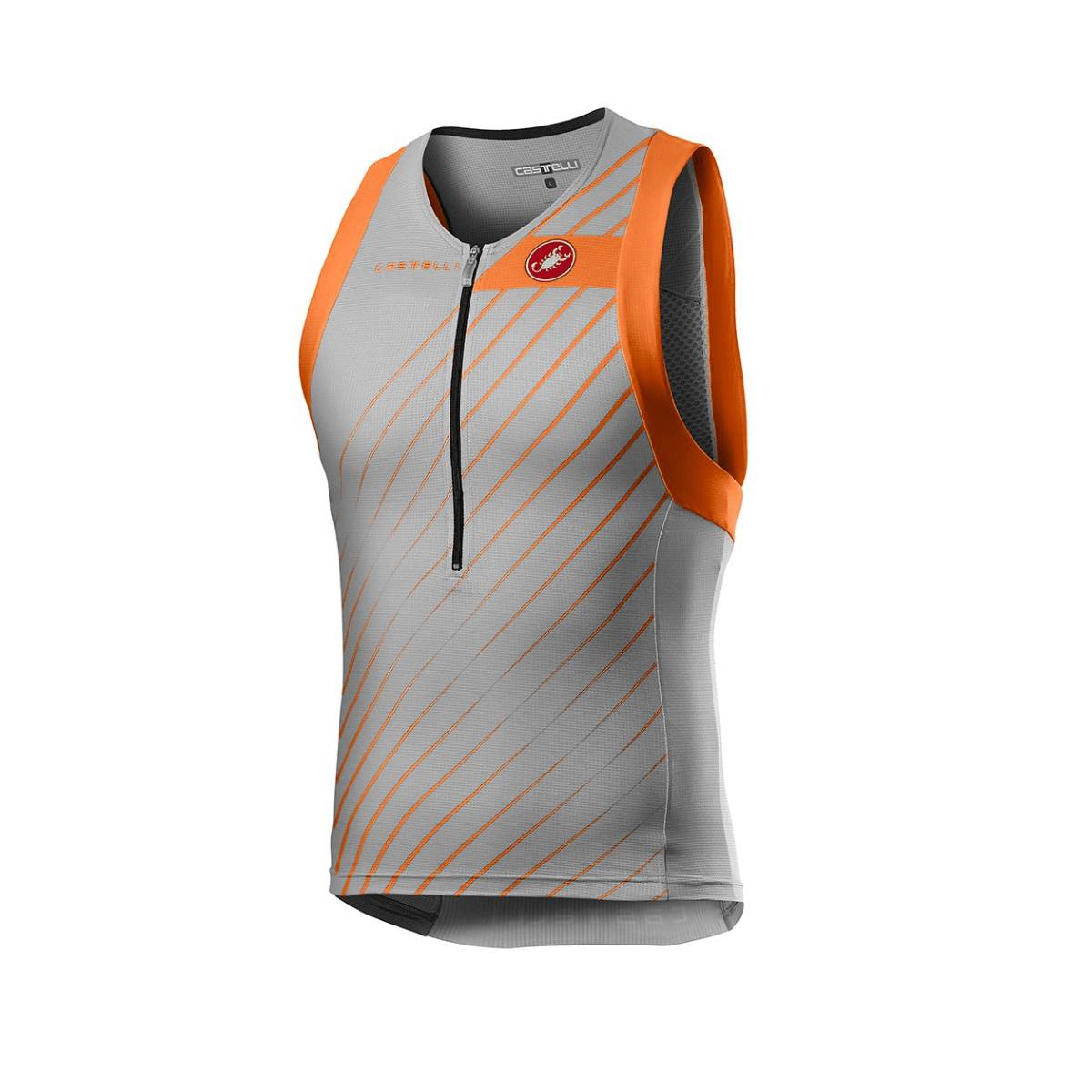 Castelli Free Tri Top Gray Bright Orange, Size L