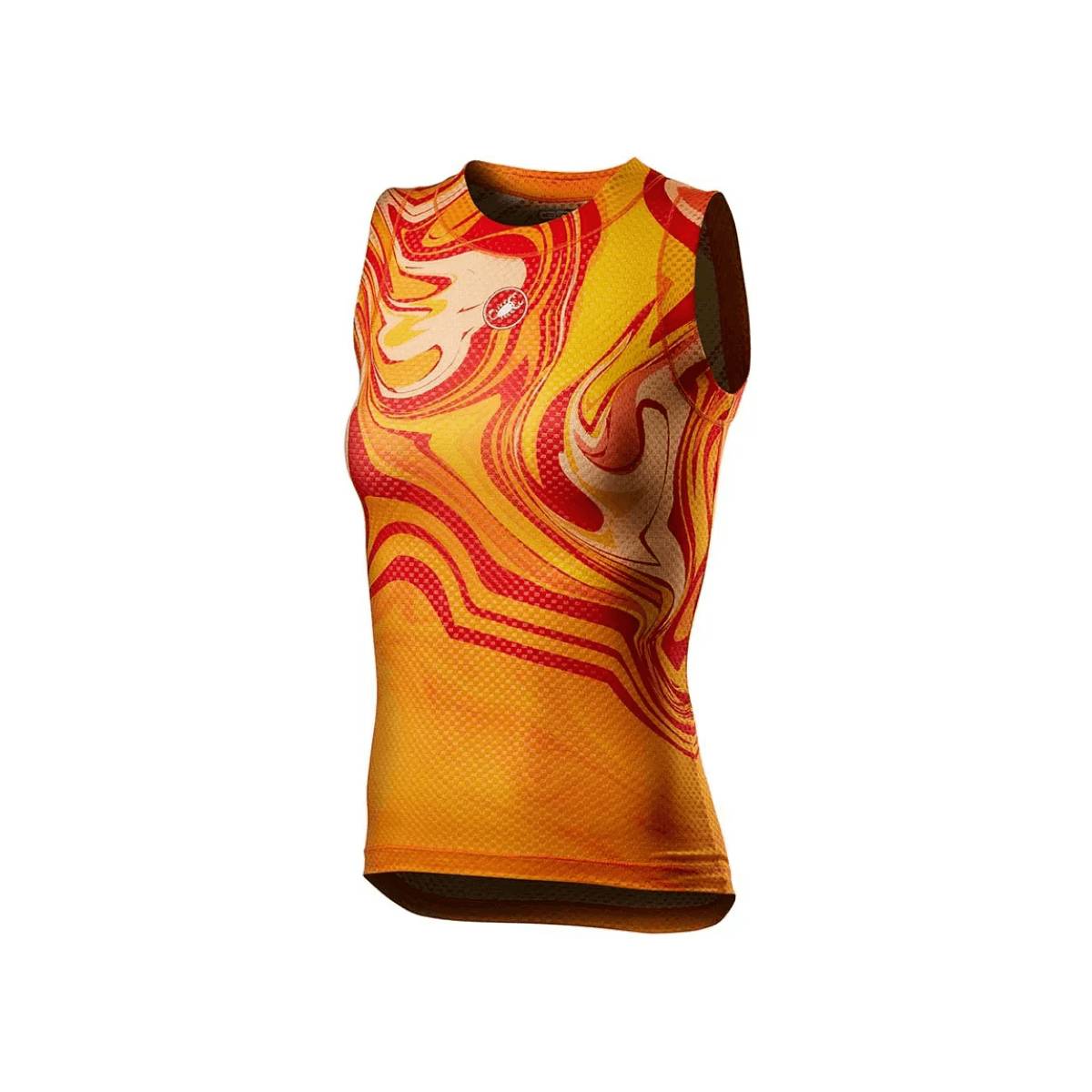 Camiseta interior Castelli Pro Mesh Sin mangas Naranja Amarillo Rojo Mujer, Talla S