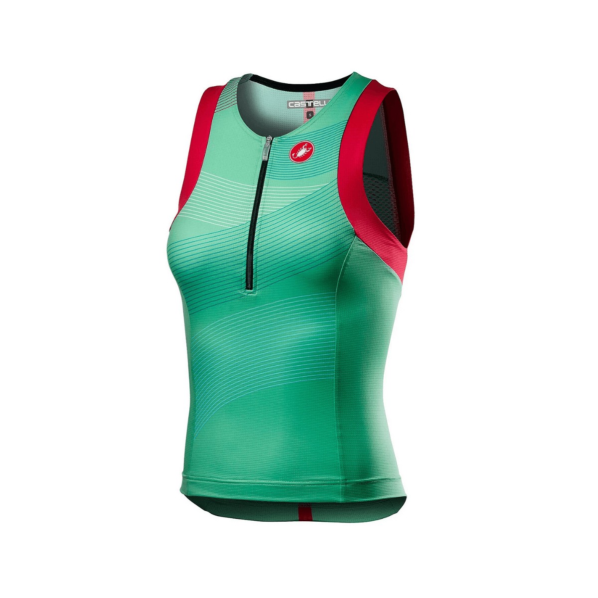 Camiseta Castelli Free Tri Verde Rojo Mujer, Talla S