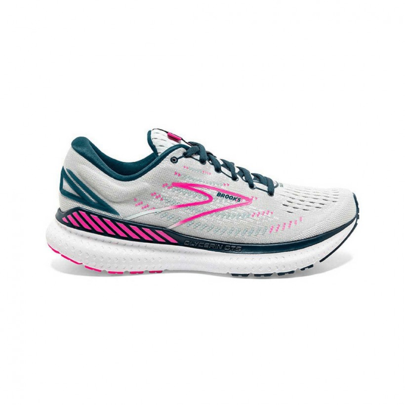 Brooks Glycerin GTS 19 Wide Gray Blue Pink SS21 Women's Running Shoes