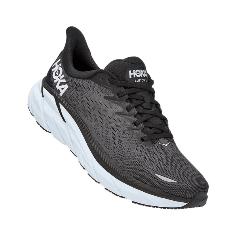 Scarpa Hoka One One Clifton 8 Larghezza speciale Bianco Nero