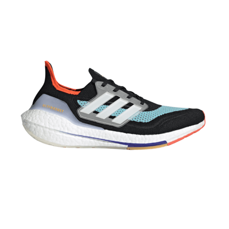 Tênis de corrida Adidas Ultra Boost 21 Preto Azul Laranja AW21