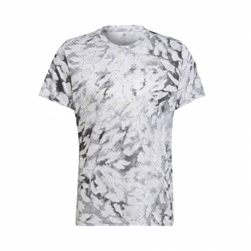 Adidas Fast Graphic Primeblue T-Shirt Grau Weiß