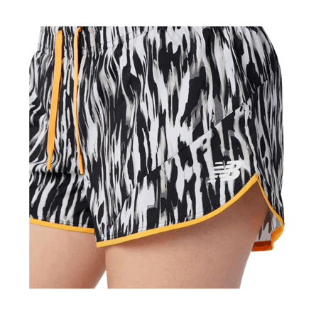 New Balance Printed Fast Flight Split Shorts Wit Zwart Dames