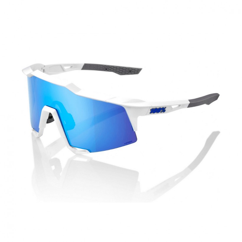 Glasses 100% Speedcraft Matte White Blue Lens