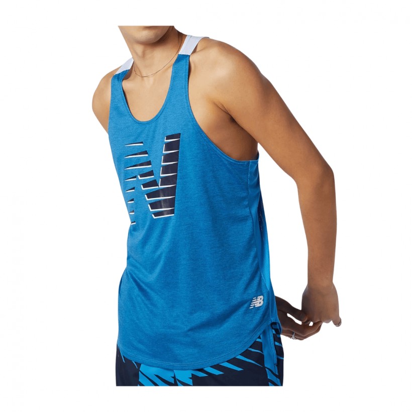 New Balance Printed Fast Flight Blue Man Sleeveless T Shirt
