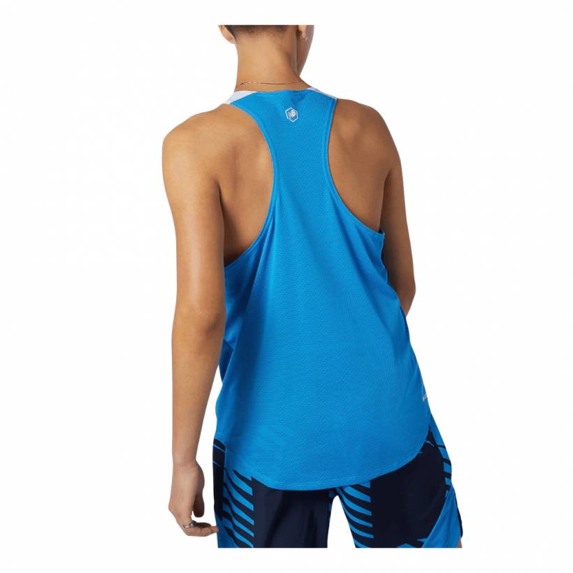 T-shirt da uomo New Balance senza maniche stampata Fast Flight blu