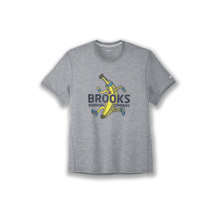 Brooks Distance Graphic Short Sleeve T-Shirt Gray Banana AW21