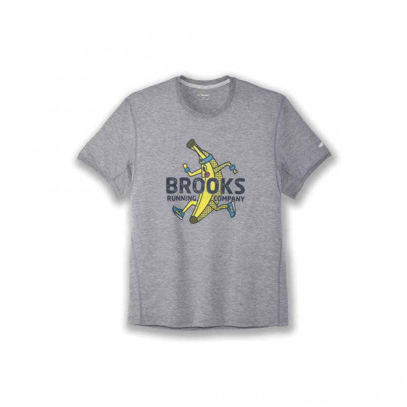 Camiseta Brooks Distance Graphic Manga Corta Gris Banana AW21