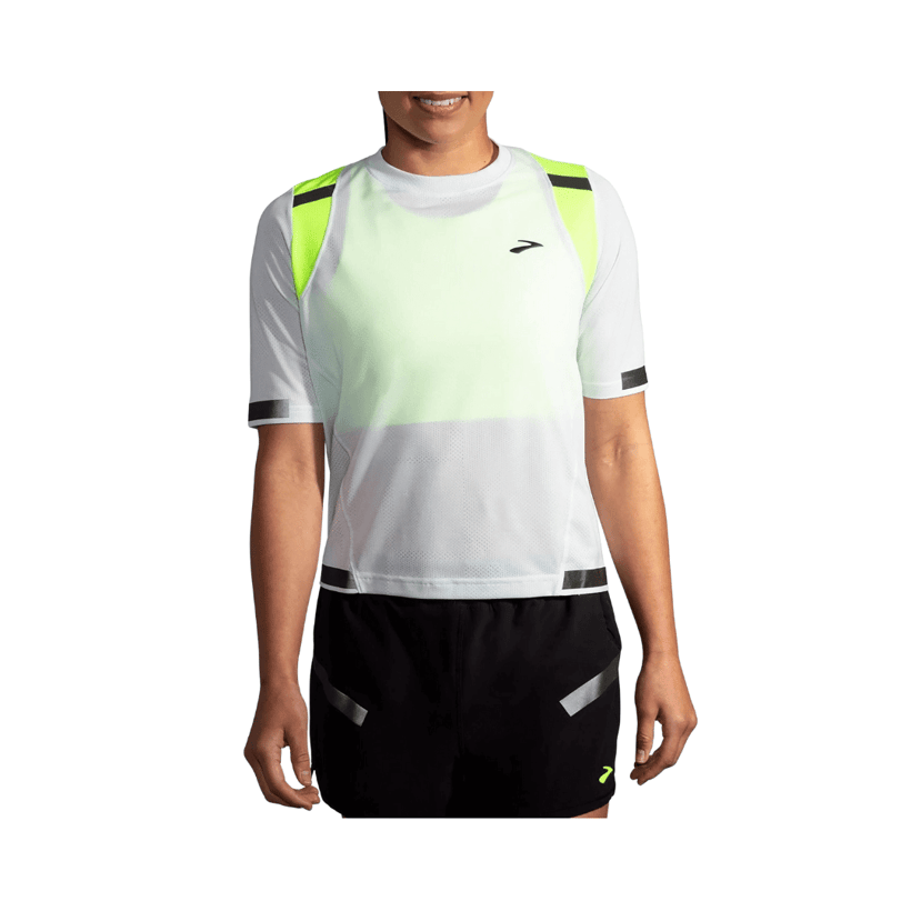 Brooks Carbonite SS T-shirt met korte mouwen, grijs en geel voor dames