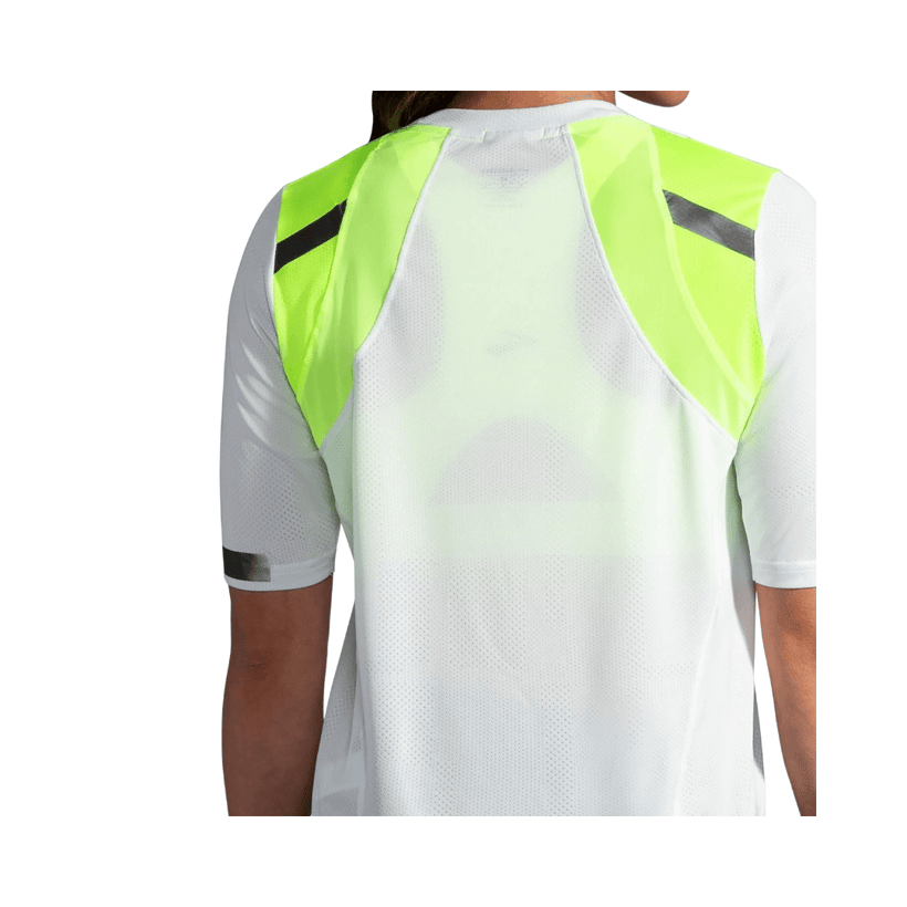 Brooks Carbonite SS Short Sleeve T-Shirt Gray Yellow Woman