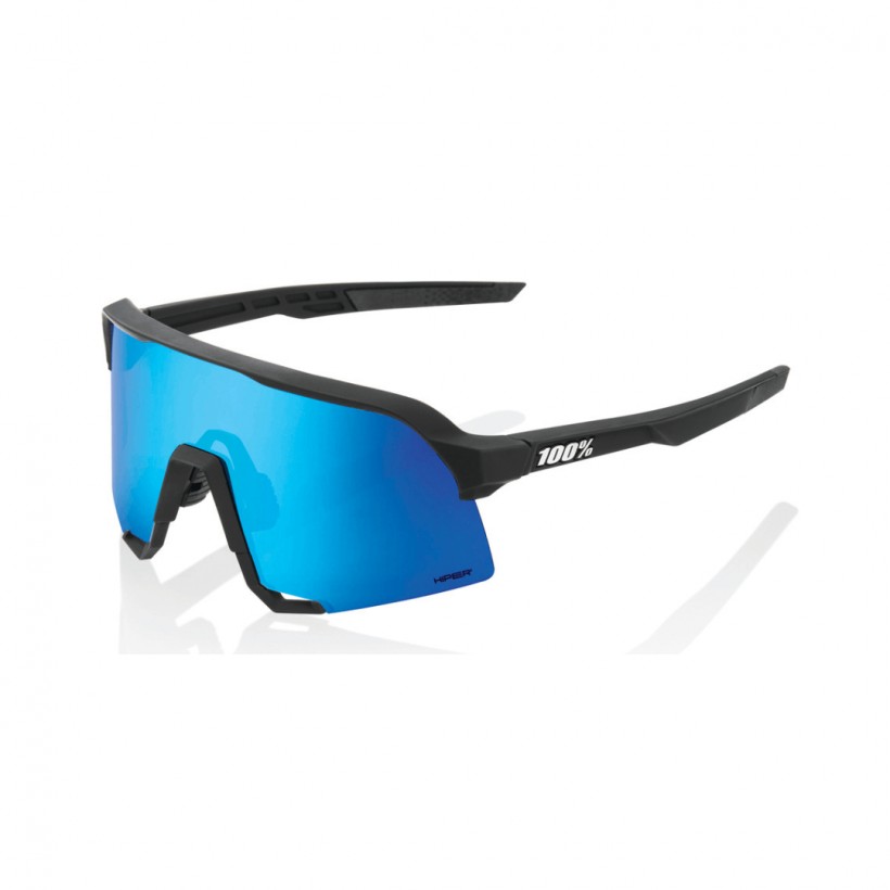 Glasses 100% S3 Hyper Blue Multilayer Mirror Black Lens