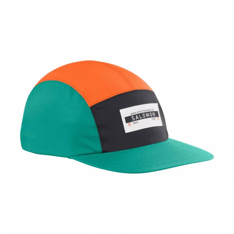 Czapka Salomon Bonatti Waterproof Five Panels Czarna Pomarańczowo Zielona