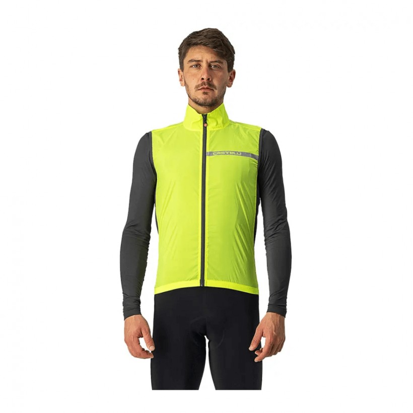 Castelli Squadra Stretch Windbreaker Vest Yellow Gray