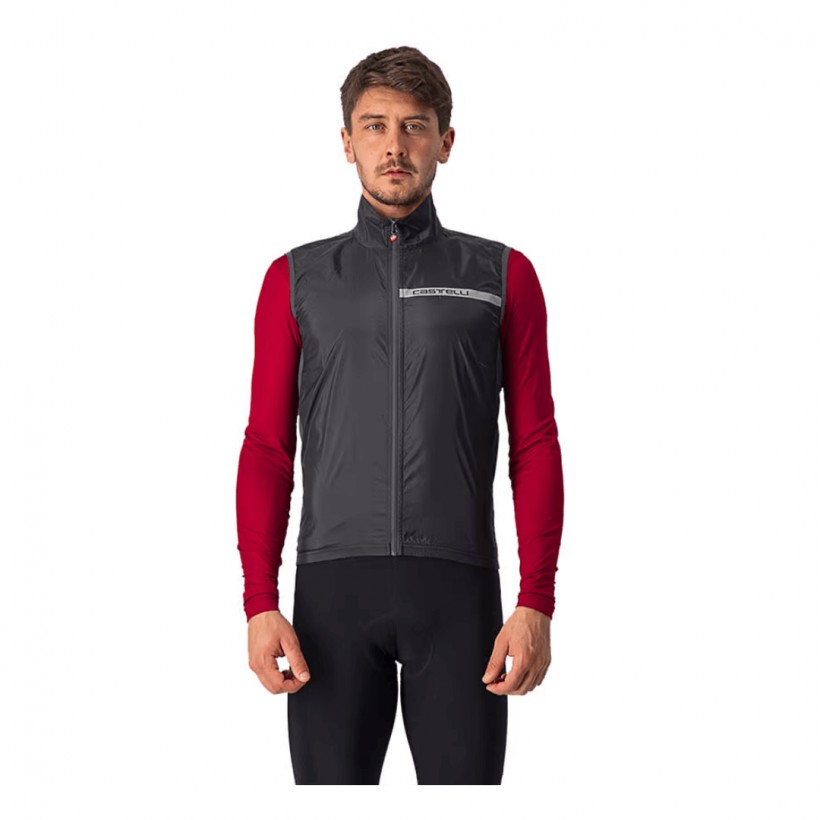 Castelli Squadra Stretch Windbreaker Vest Black Bordeaux