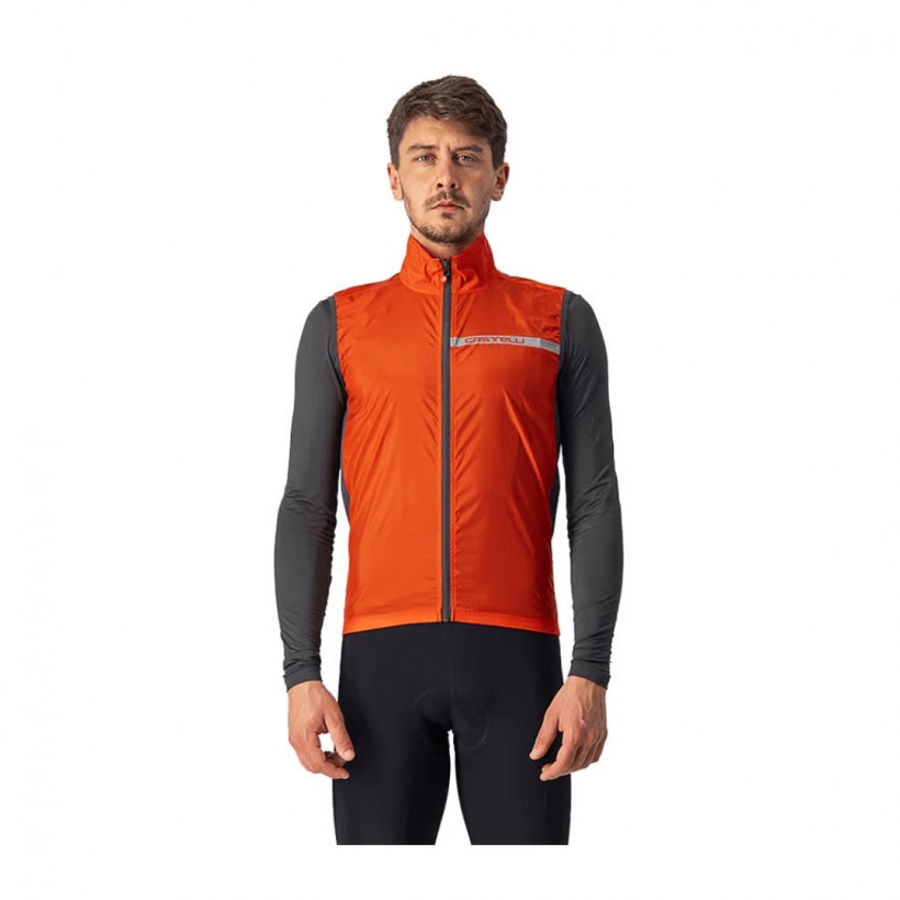 Tectónico maletero escolta Chaleco Cortavientos Castelli Squadra Stretch Rojo Gris