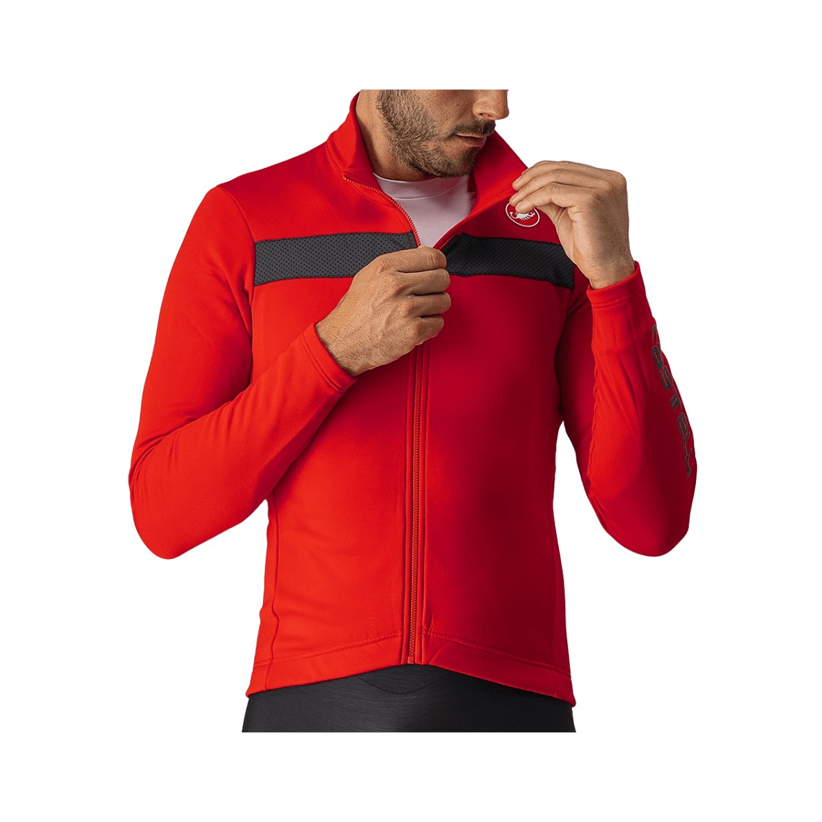 Castelli Puro 3 FZ Red Men's Jersey, Size L