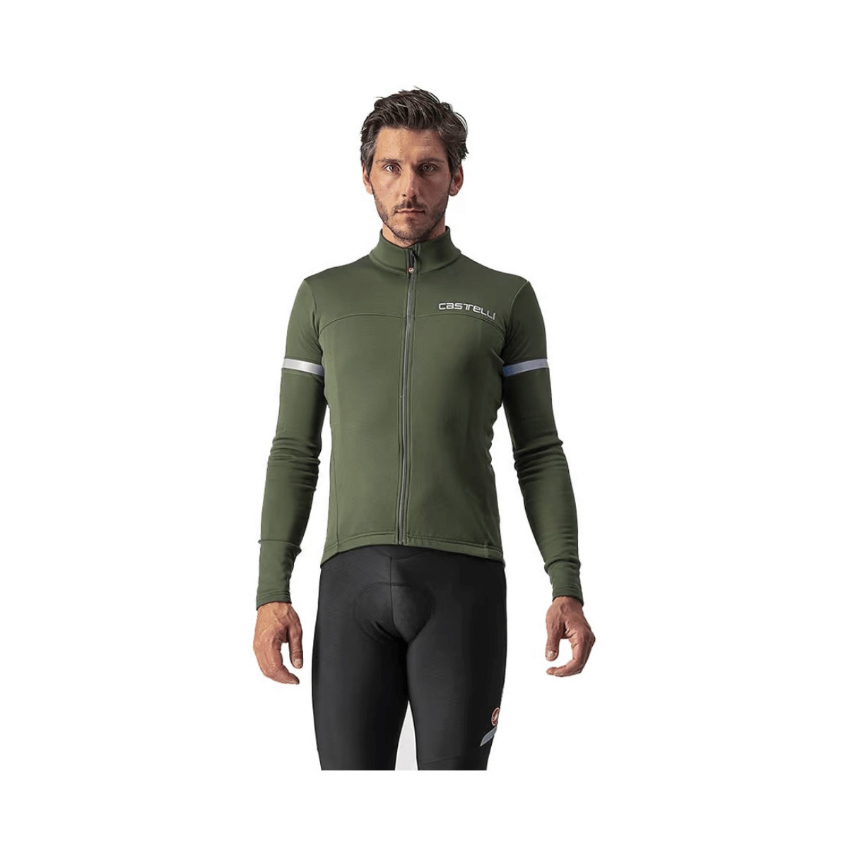 Maillot Castelli Fondo 2 FZ Manga Larga Verde Militar, Talla XL