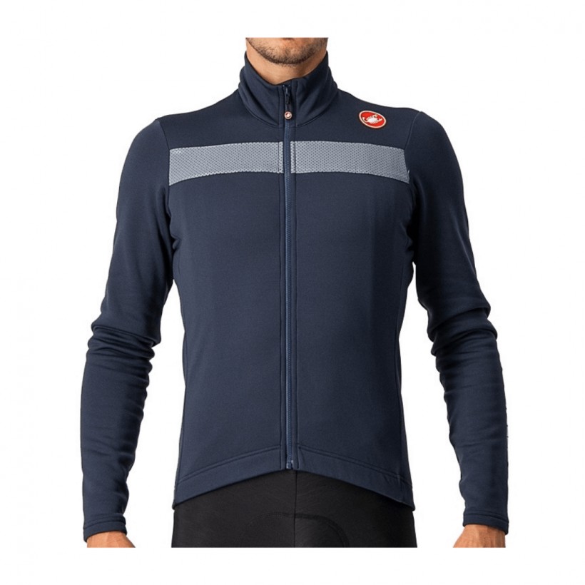 Castelli Puro 3 FZ Long Sleeve Blue Jersey